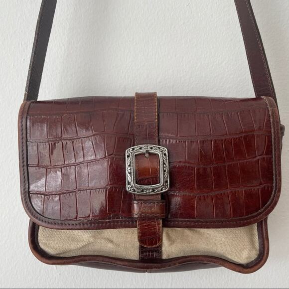 Vintage Brighton Western Buckle Croc Shoulder Bag - Picture 1 of 12